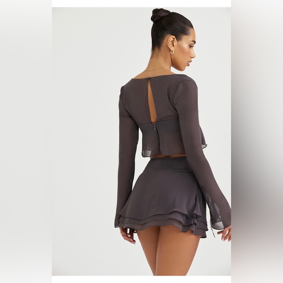 NWT House Of CB Clarice Shadow Floaty Layered Mini Skirt - Picture 8 of 13